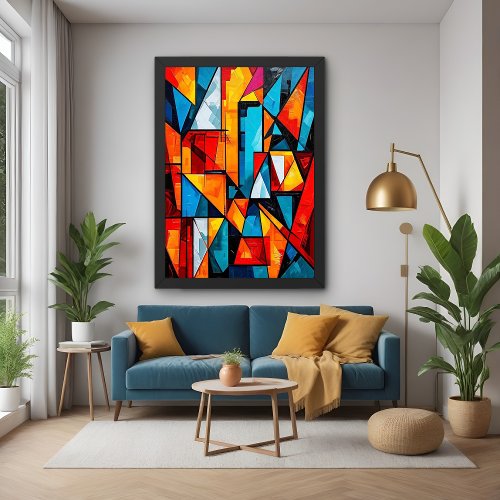 Vivid Geometric Abstract _ Dynamic Cubist Wall Art