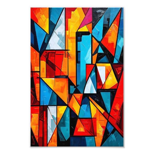 Vivid Geometric Abstract _ Dynamic Cubist Wall Art