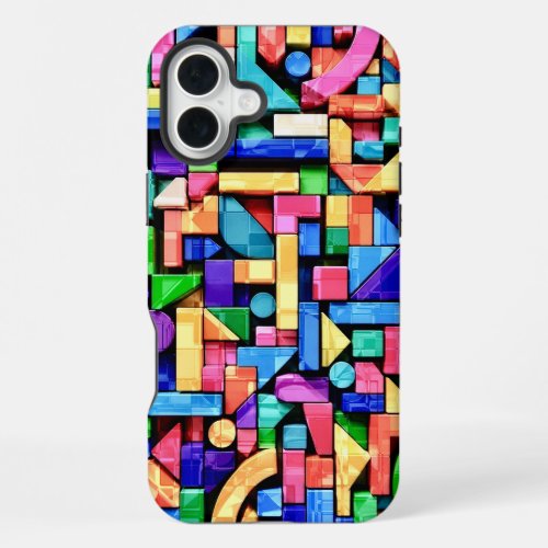Vivid Geometric Flow iPhone 16 Plus Case