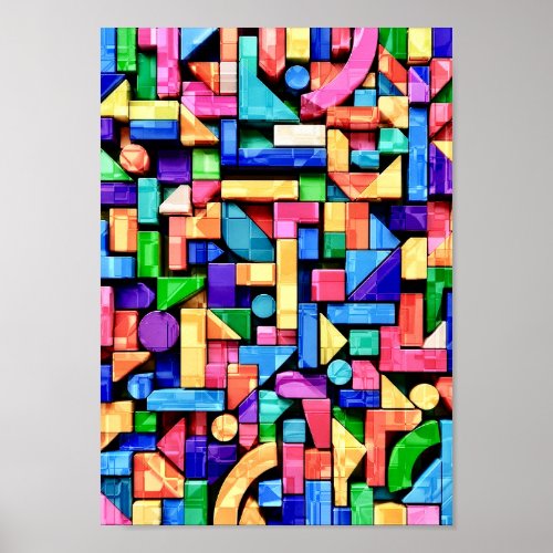 Vivid Geometric Flow Poster