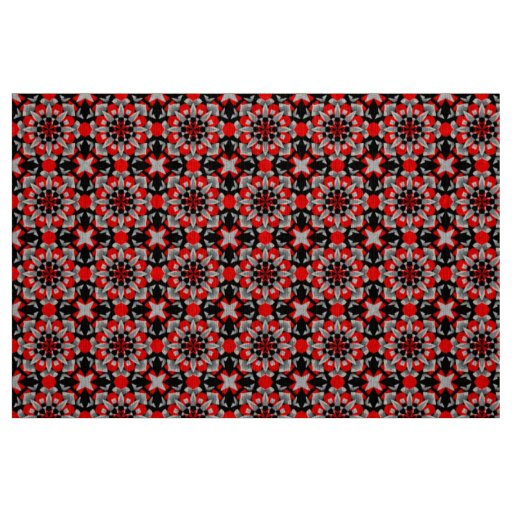 Vivid Geometric Mandala Design with Red, Black Fabric