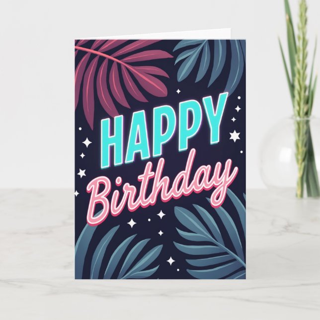 Vivid Glow Birthday Card (Front)