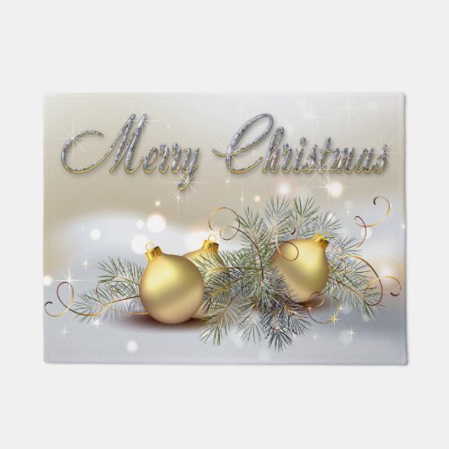 Vivid Gold  Silver Shimmer Christmas Ornaments Doormat