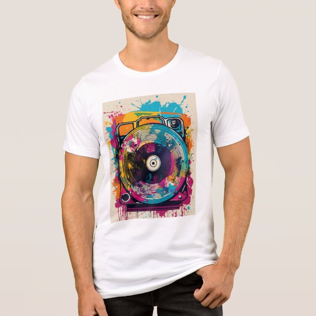 "Vivid Graffiti Turntable Vinyl T-Shirt" Tri-Blend Shirt (Front)