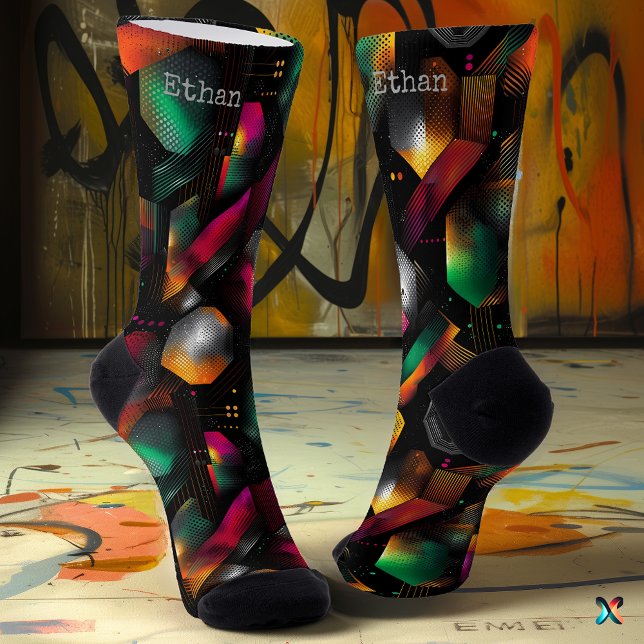 Vivid Hexagon with Gradient Emerald and Magenta Socks (Creator Uploaded)