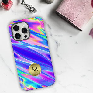 Vivid Holographic Monogrammed iPhone 15 Pro Max Case