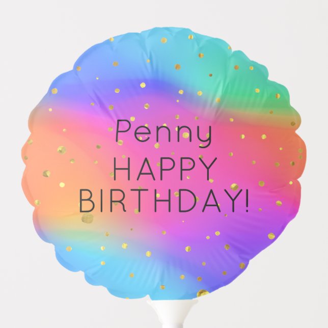 Vivid Holographic Personalized Birthday Balloon (Front)