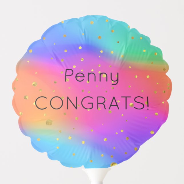 Vivid Holographic Personalized Congrats Balloon (Front)