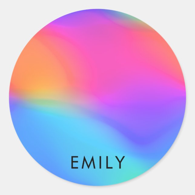Vivid Holographic Personalized Round Sticker (Front)