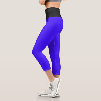 Vivid Indigo Black High Waisted Yoga Capris