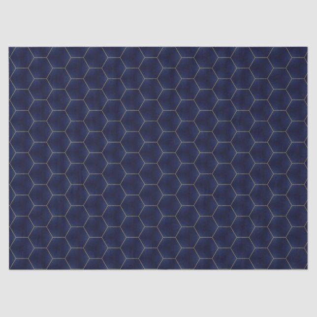 Vivid Indigo Blue and Gold Geometric   Tissue Paper (Front)