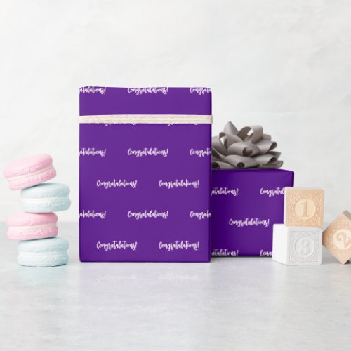 Vivid Indigo Purple Congratulations Wrapping Paper