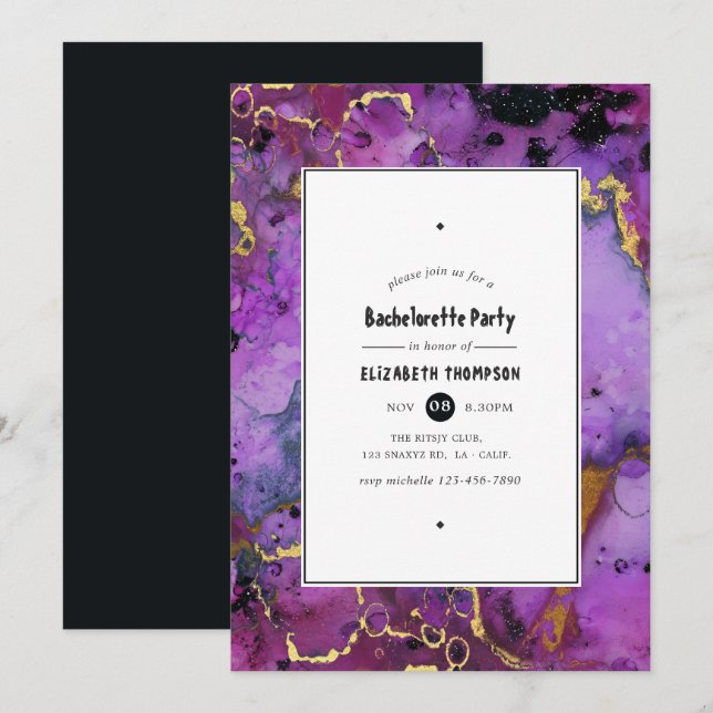 Vivid Ink Splash Bachelorette Party Invitation (Front/Back)