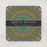 Vivid Jungle Garden Mandala Square Business Card