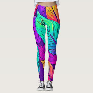 Vivid Leaf Pattern Leggings