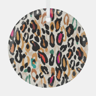 Vivid Leopard Animal Prints Glass Ornament