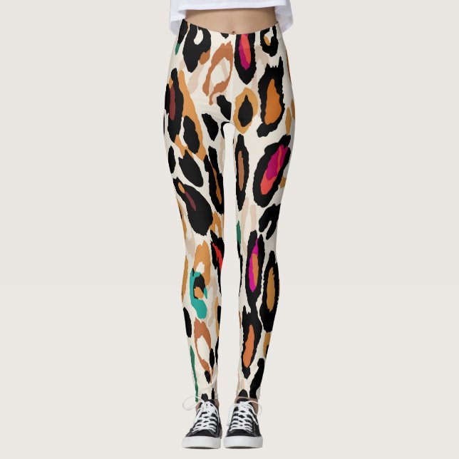 Vivid Leopard Animal Prints Leggings (Front)
