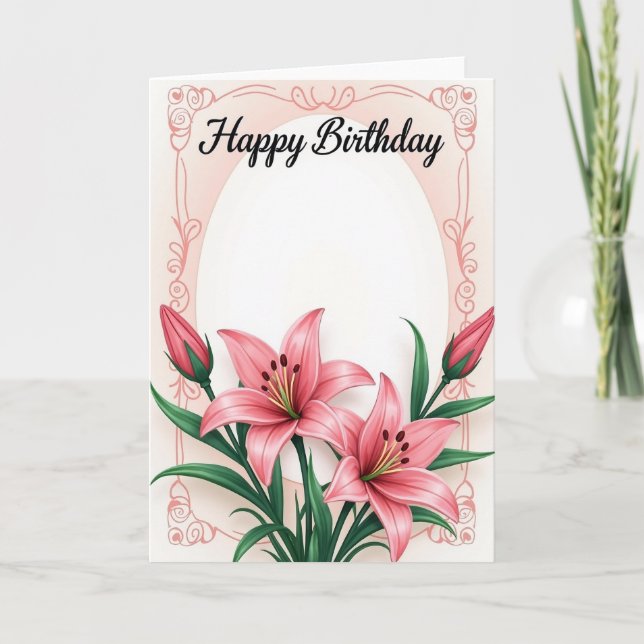 Vivid Lily Birthday Card (Front)