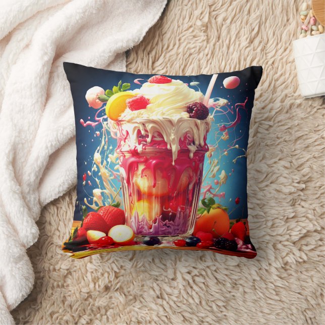 Vivid Liquid Color Explosion Throw Pillow (Blanket)
