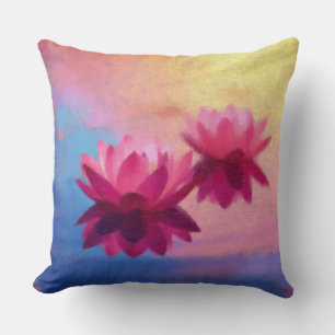 Vivid Lotus Throw Pillow