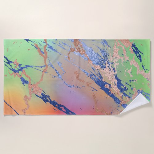 Vivid Marble  Colorful Bold Pastel Watercolor Beach Towel