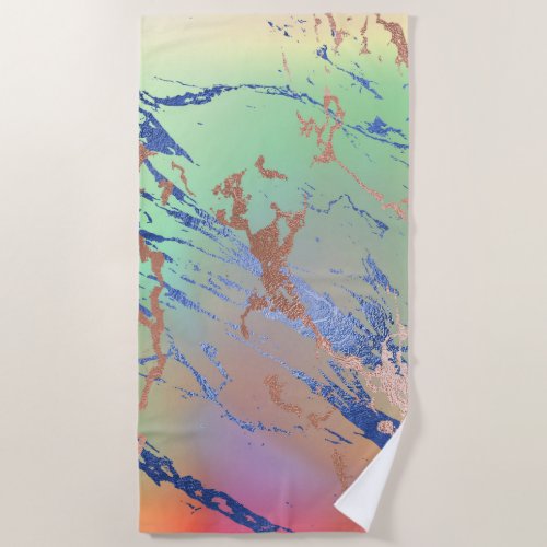Vivid Marble  Colorful Bold Pastel Watercolor Beach Towel