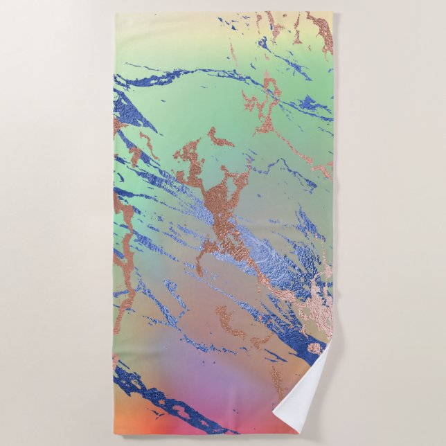 Vivid Marble | Colorful Bold Pastel Watercolor Beach Towel (Front)