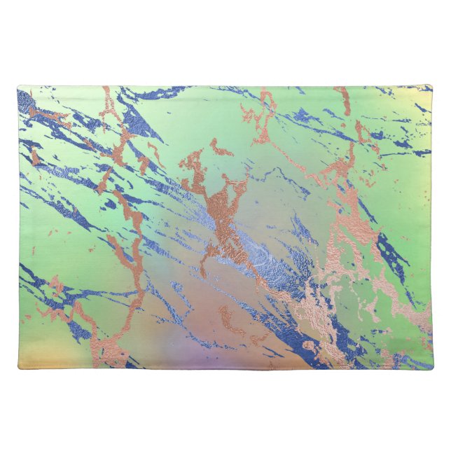 Vivid Marble | Colorful Bold Pastel Watercolor Cloth Placemat (Front)