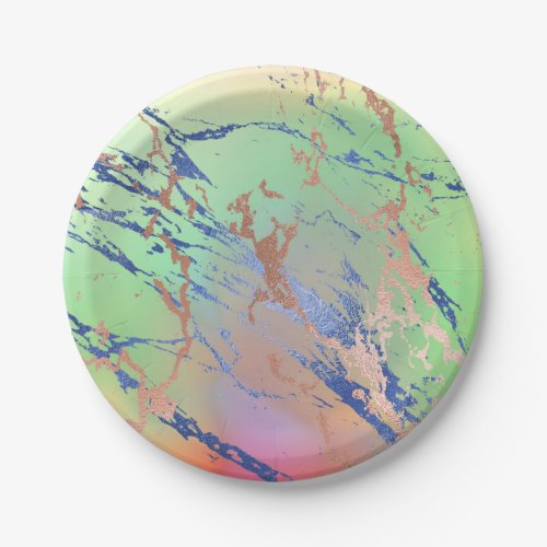 Vivid Marble  Colorful Bold Pastel Watercolor Paper Plates