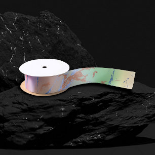Vivid Marble   Colorful Bold Pastel Watercolor Satin Ribbon