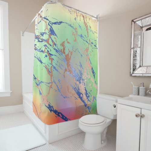 Vivid Marble  Colorful Bold Pastel Watercolor Shower Curtain