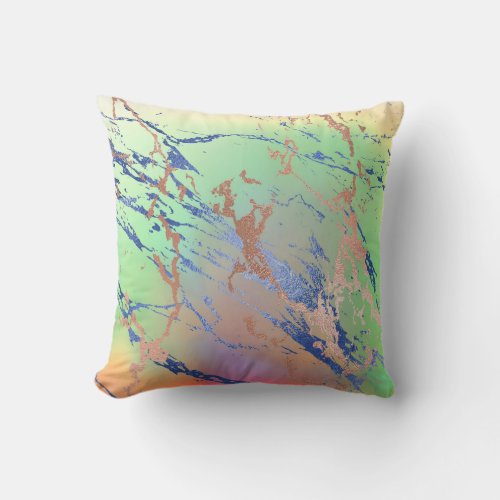 Vivid Marble  Colorful Bold Pastel Watercolor Throw Pillow