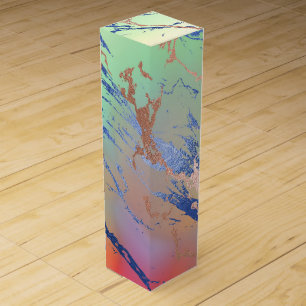Vivid Marble   Colorful Bold Pastel Watercolor Wine Box