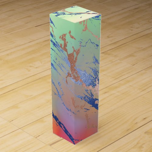 Vivid Marble  Colorful Bold Pastel Watercolor Wine Box