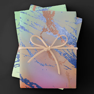 Vivid Marble Colorful Bold Pastel Watercolor Wrapping Paper Sheets