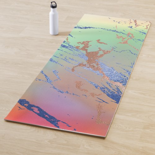 Vivid Marble  Colorful Bold Pastel Watercolor Yoga Mat