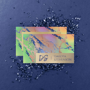 Vivid Marble   Colorful Bold Watercolor Monogram Business Card