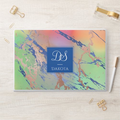 Vivid Marble  Colorful Bold Watercolor Monogram HP Laptop Skin