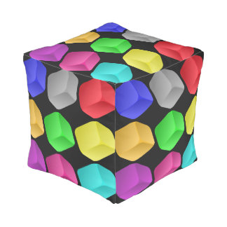 Vivid Marble Mosaic Custom Cotton Cubed Pouf 
