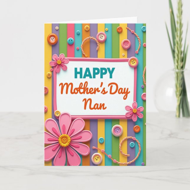 Vivid Mothers Day Stripes Card (Front)