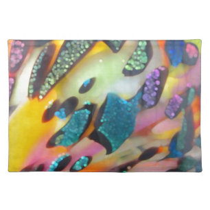 Vivid multicolored blown glass placemat