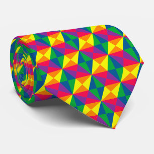 Vivid multicolored geometric pattern neck tie