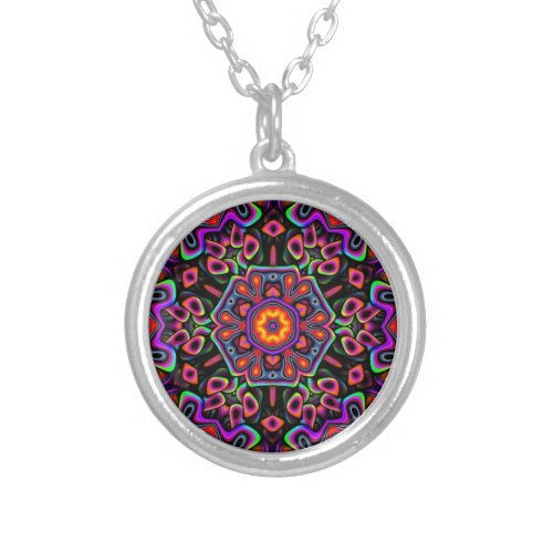 Vivid Musings Mandala Silver Plated Necklace