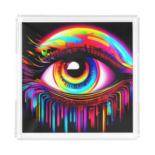Vivid Neon Eye with Melting Colors Acrylic Tray