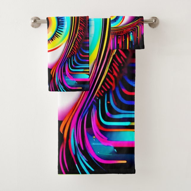 Vivid Neon Eye with Melting Colors Bath Towel Set (Insitu)