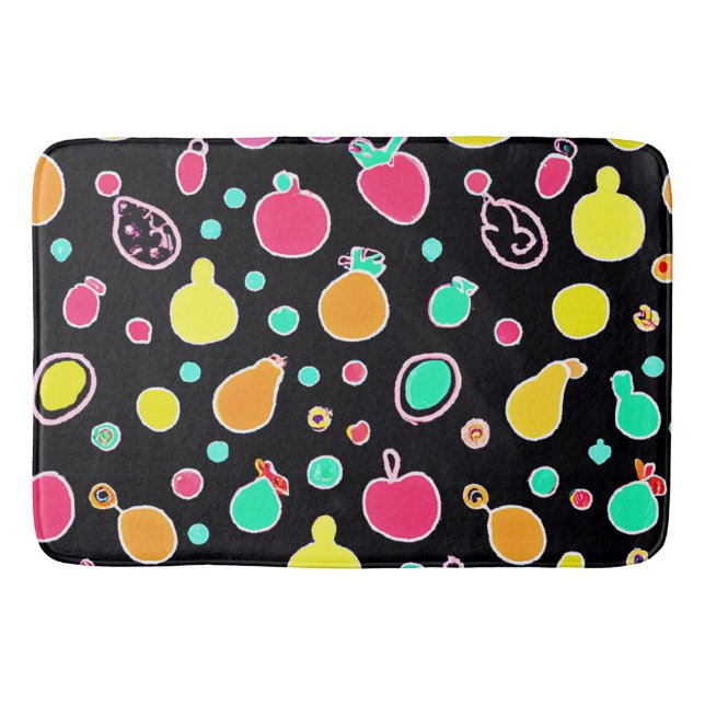 Vivid Neon Fruitful Pattern Bath Mat (Front)