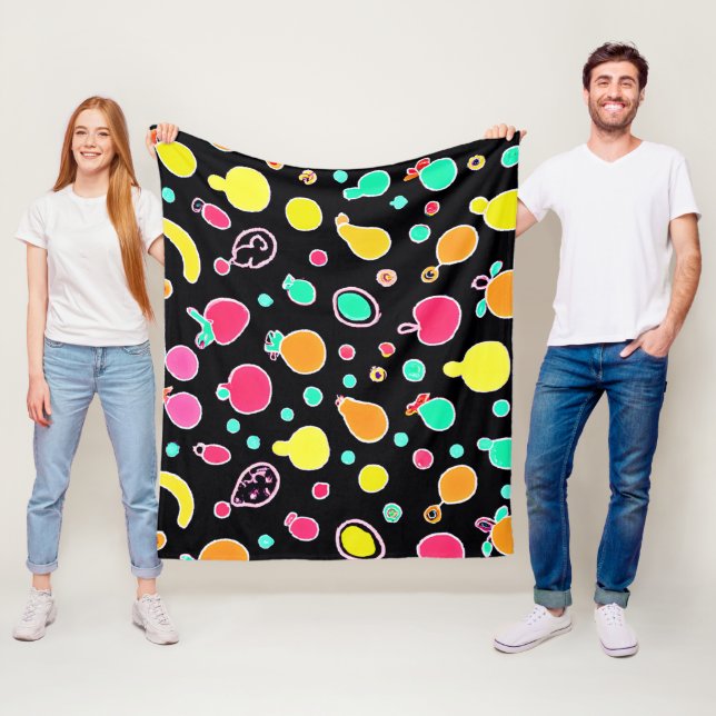 Vivid Neon Fruitful Pattern Fleece Blanket (In Situ)