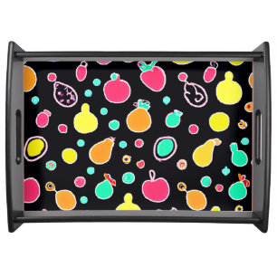 Vivid Neon Fruitful Pattern Serving Tray