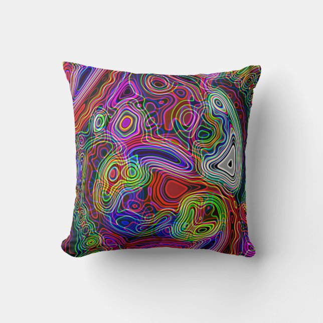 Vivid Neon Lights Pattern Throw Pillow (Front)