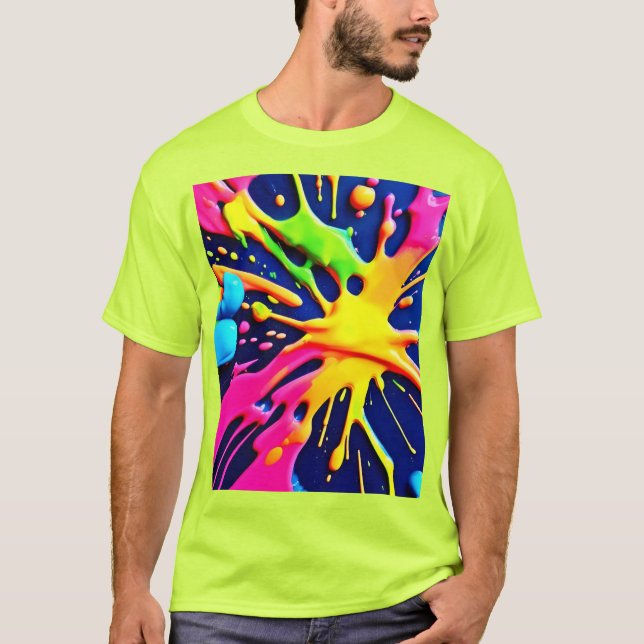 Vivid Neon Splashes T-Shirt (Front)